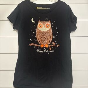 Black Halloween Owl T-Shirt